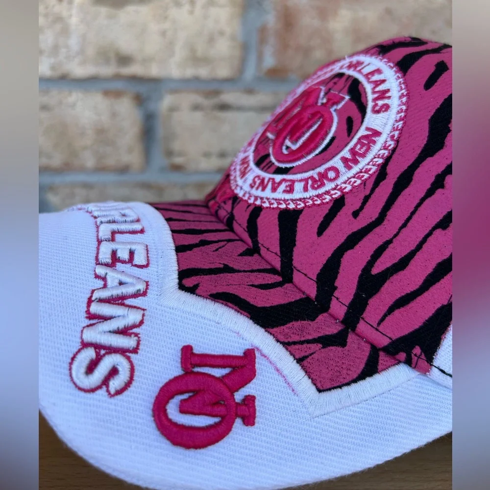 Urban Trendz New Orleans Embroidery Pink‎ Black White Zebra Print Baseball Cap